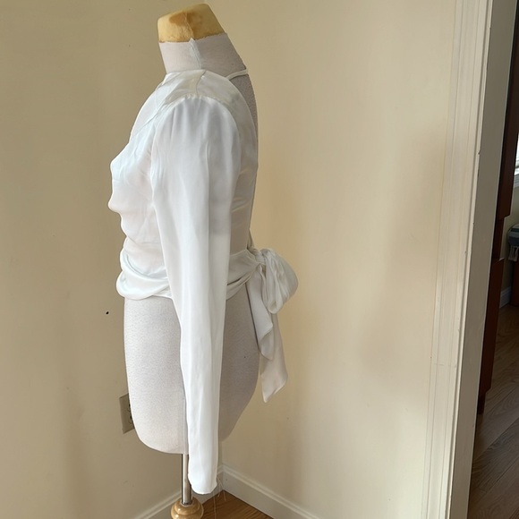 New! Zara small satin effect tucked back open long sleeve top. - Picture 4 of 10